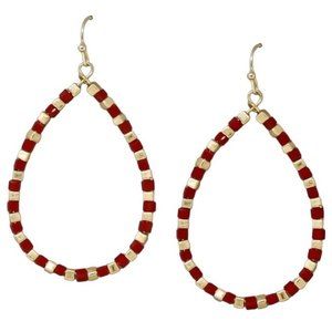 US Jewelry House Beaded Teardrop Earrings Red NWT